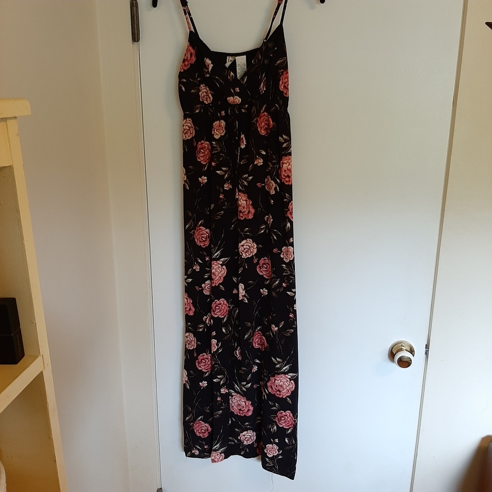 Black floral maxi dress, size small